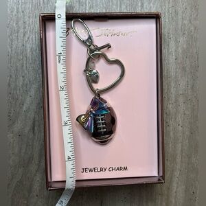 Betsey Johnson Football Silver Tone Keychain